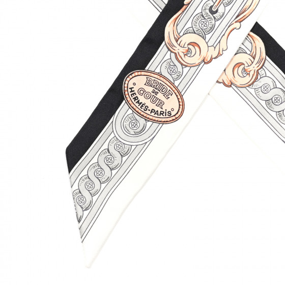 HERMES Silk Bride De Cour Twilly Black White Or Rose 950476