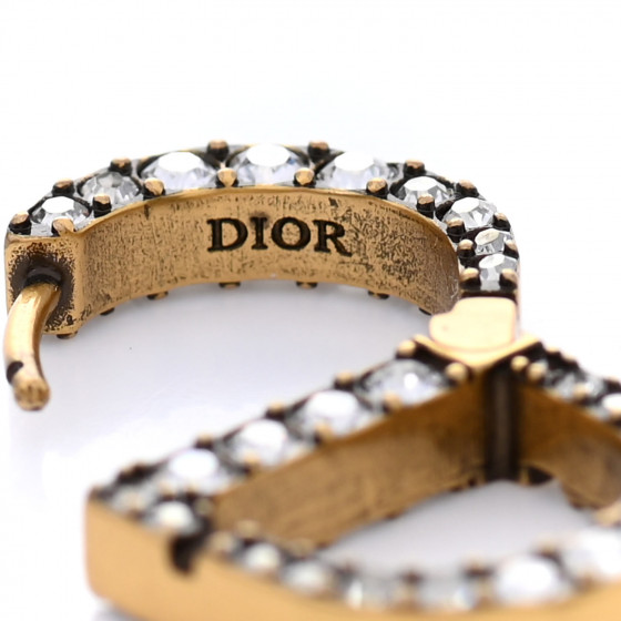 CHRISTIAN DIOR Crystal 30 Montaigne Earrings Gold 949856