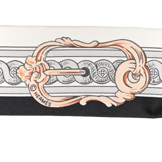 HERMES Silk Bride De Cour Twilly Black White Or Rose 950476