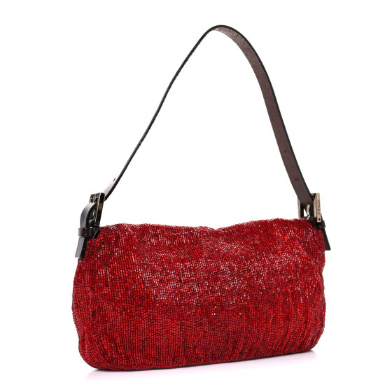 ★TOUT Y EST★ Red Crust Baguette bagBrown 0309 Fendi Red Crinkle Leather Large Oversized Convertible