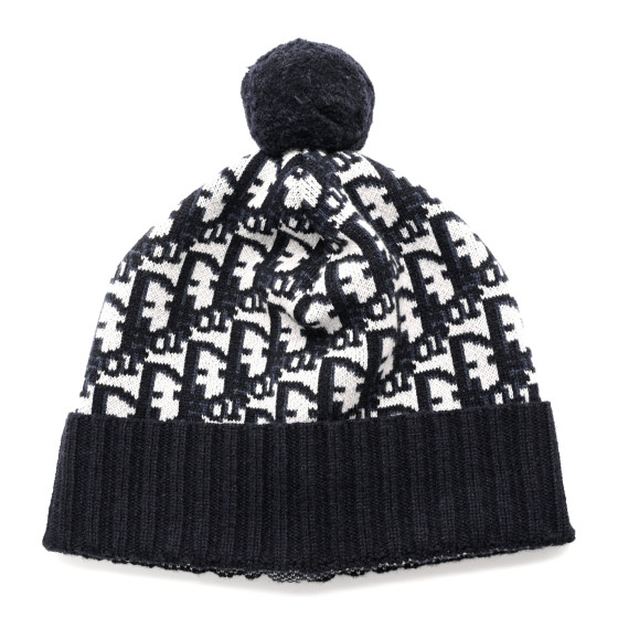 【無料郵送/関税込/正規品】 (W) Dior Oblique Pompom Beanie Na CHRISTIAN DIOR Cashmere Oblique PomPom Beanie Navy Blue