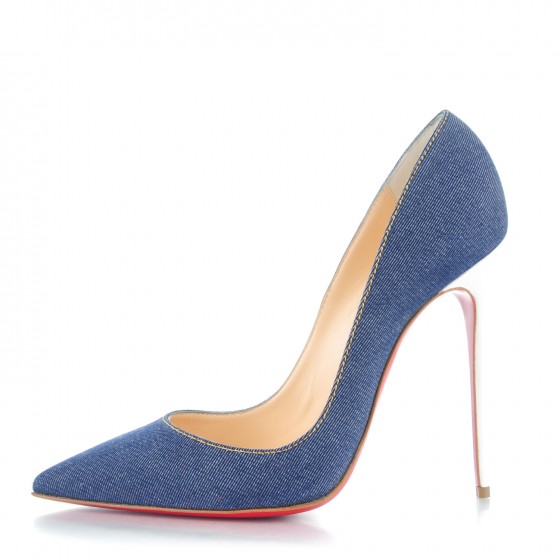 Christian Louboutin ハイヒール 青色 CHRISTIAN LOUBOUTIN Denim Jazz Calf So Kate 120 Pumps 38.5