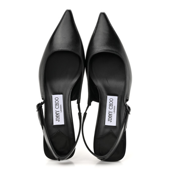 【Jimmy Choo】AMEL 50 PUMPS●AMEL50NAPBLACK Amel 50 | Black Nappa Leather Sling Back Pumps | New