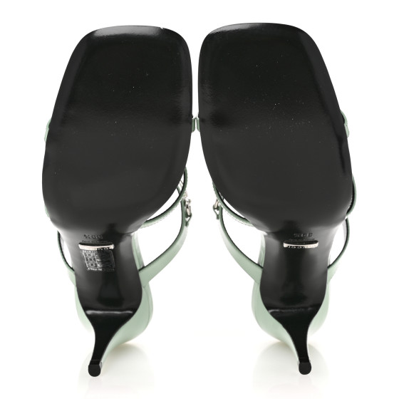 シュル GUCCI Regent Calfskin Horsebit Mid Heel Sandals 39.5 Pacific