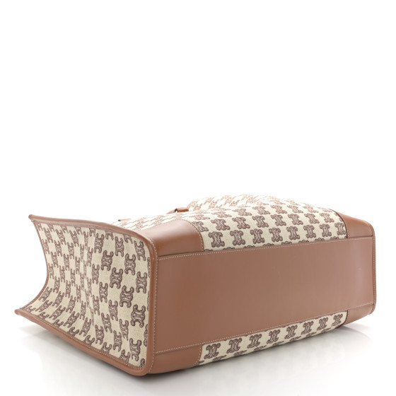 CELINE Canvas Calfskin Triomphe Embroidered Horizontal Cabas