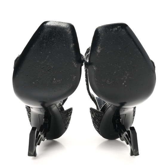 SAINT LAURENT Glitter Opyum 110 Sandals 36.5 Black 1647503