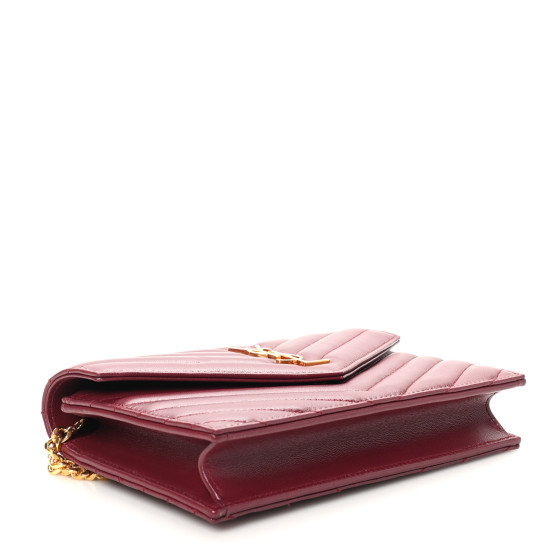 ★Saint Laurent★ Monogram Matelasse Zipper Wallet Red Gold Saint Laurent Chain Wallet Grain De Poudre Matelasse Chevron