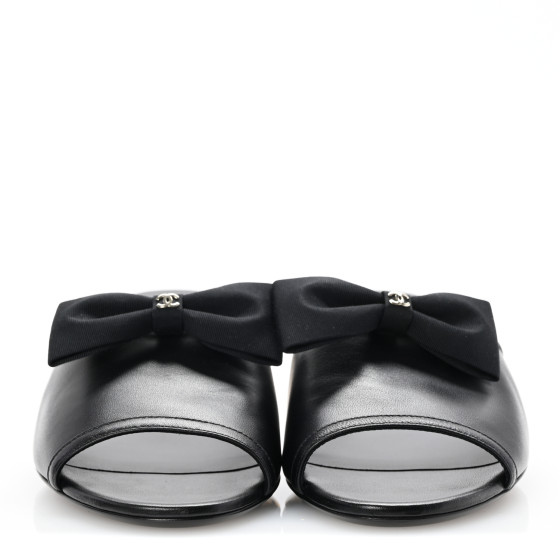 靴 CHANEL Black suede bow mules CHANEL Black suede bow mules