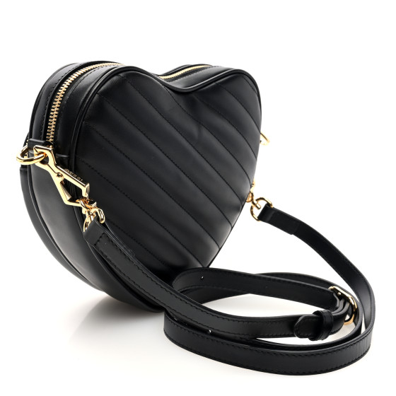 ★ DIAGONAL★ HEART HANDLE SMALL BAG black DA241B02BK GUCCI Calfskin Matelasse Diagonal Mini Interlocking G Heart