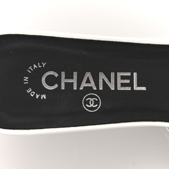 CHANEL Patent Calfskin Mules 39 Black White Grey 1651433