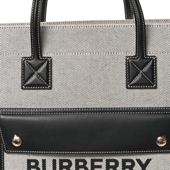 BURBERRY Canvas Smooth Calfskin Medium Two Tone Freya Tote