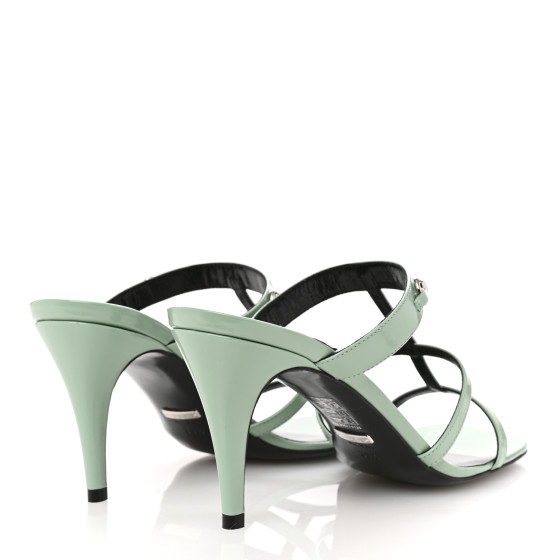GUCCI Regent Calfskin Horsebit Mid Heel Sandals 39.5 Pacific
