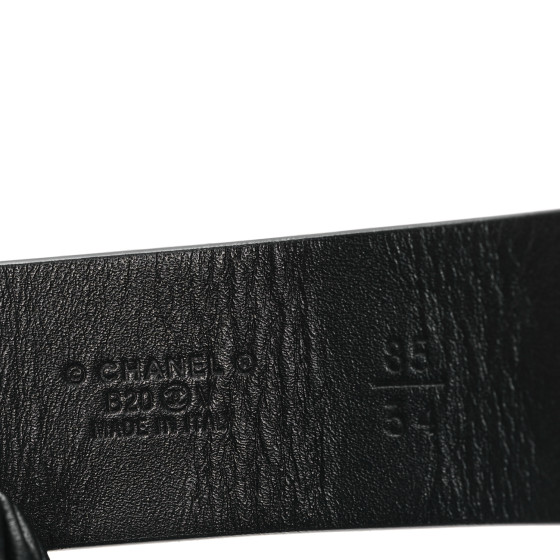 CHANEL Lambskin Logo Belt 85 34 Black 1698649 | FASHIONPHILE