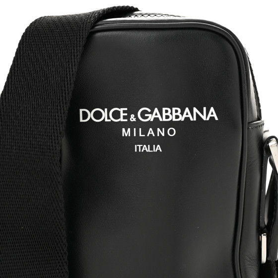 DOLCE & GABBANA Calfskin Logo Crossbody Bag Black 1704293