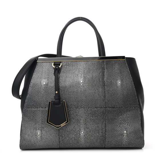 FENDI Stingray Regular 2Jours Tote Black 1702239 | FASHIONPHILE