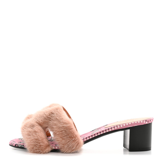 HERMES Mink Fur Oasis Sandals 36 Granit Pink 1705734