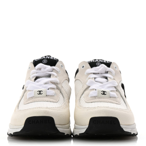ミーナ CHANEL Mesh Suede Calfskin Grained Calfskin Womens CC