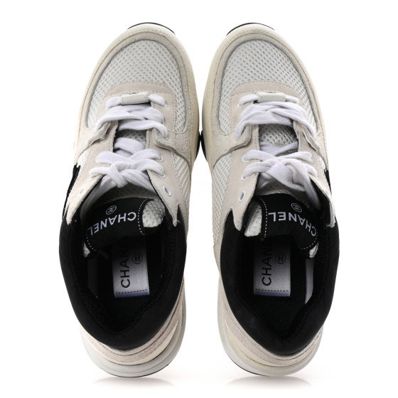 ミーナ CHANEL Mesh Suede Calfskin Grained Calfskin Womens CC