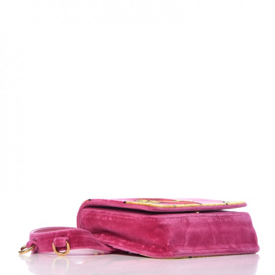 PRADA Velluto Ricamo Cahier Wristlet Flap Wallet Cammello