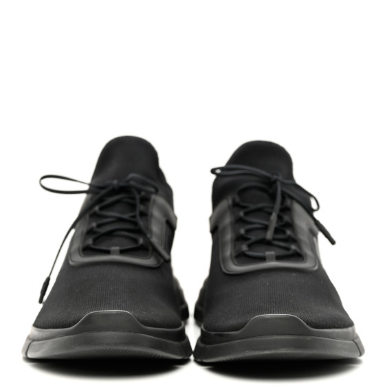 PRADA Knit Fabric Logo Mens Running Sneakers 8 Black 1227103