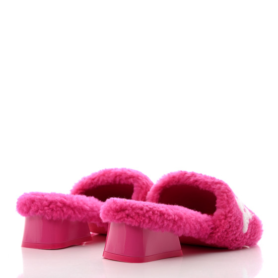 LOUIS VUITTON Shearling Magnetic Mule 39 Fuchsia Pink