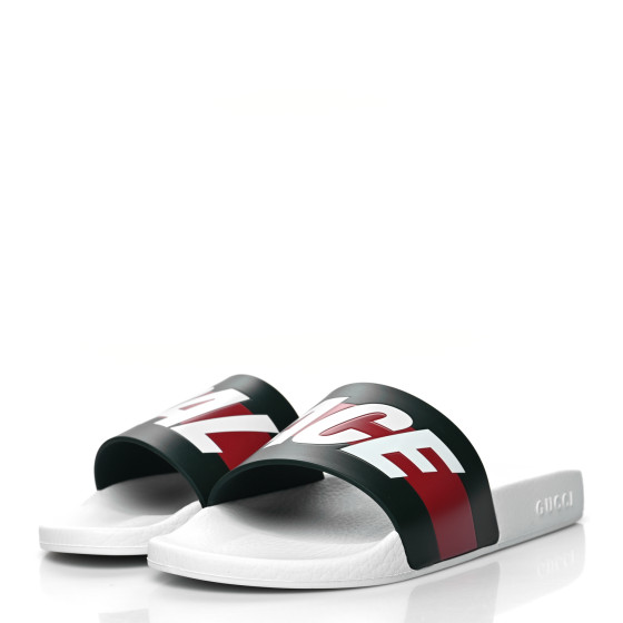 GUCCI X PALACE Rubber Mens Slide Sandals 8 Great White Green