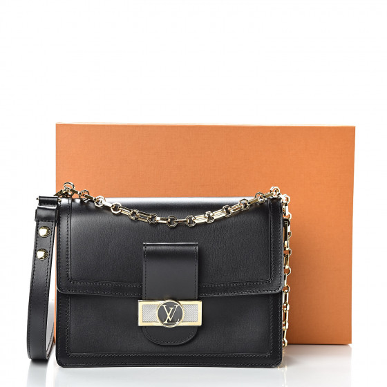 LOUIS VUITTON Smooth Calfskin Dauphine MM Black 446467