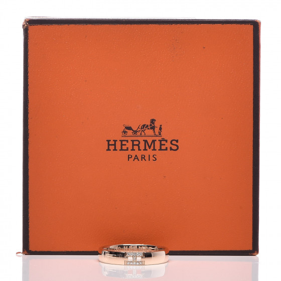 HERMES 18K Rose Gold Diamond Ever Herakles Wedding Band Ring