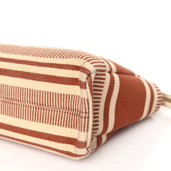 CELINE ストライプ柄テキスタイルのタイポーチ CELINE Textile Striped Logo Thais Pouch Sienna 1463493