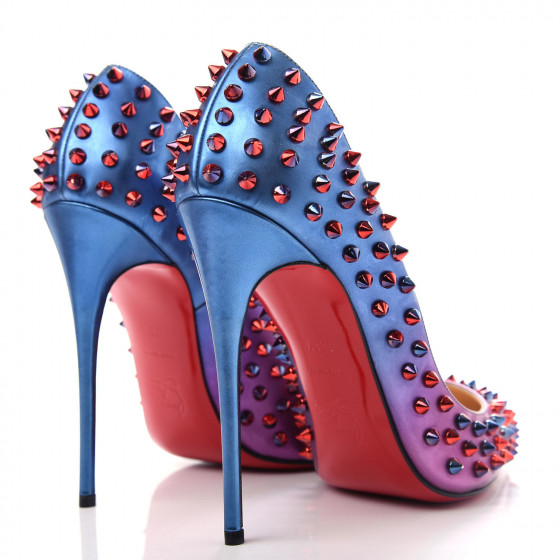CHRISTIAN LOUBOUTIN Patent Scarabe Follies Spikes 120 Pumps
