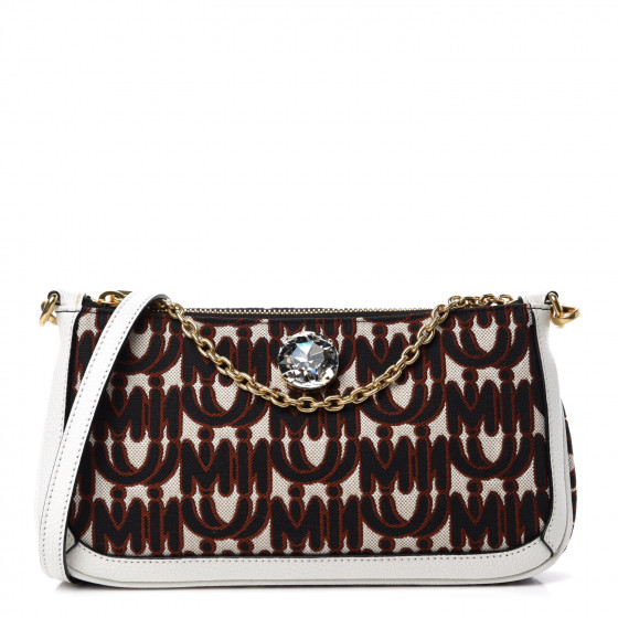 MIU MIU Jacquard Madras Logo Crossbody White 696155