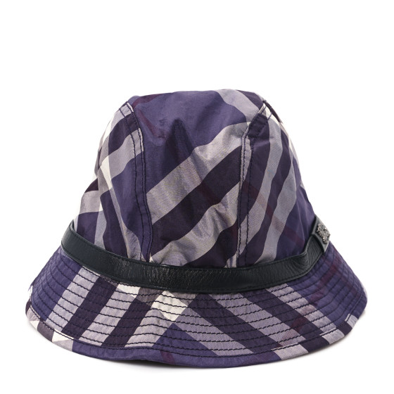 BURBERRY Technical Cotton Vintage Check Bucket Hat M Purple