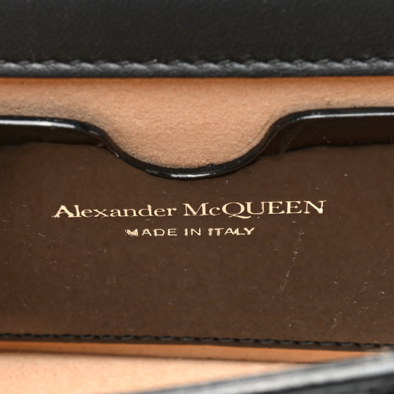 ALEXANDER MCQUEEN Patent Mini Jeweled Knuckle Satchel Black