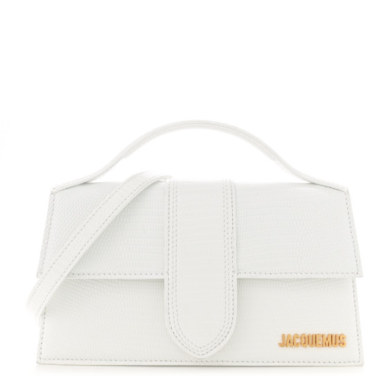 JACQUEMUS Calfskin Lizard Embossed Le Grand Bambino White