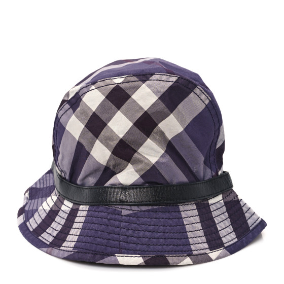 BURBERRY Technical Cotton Vintage Check Bucket Hat M Purple