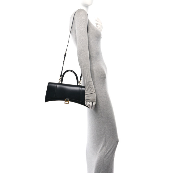 BALENCIAGA Shiny Box Calfskin Hourglass Stretch Top Handle