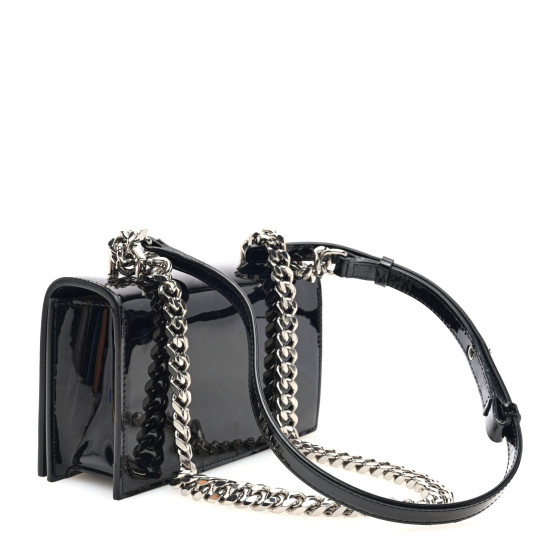 ALEXANDER MCQUEEN Patent Mini Jeweled Knuckle Satchel Black