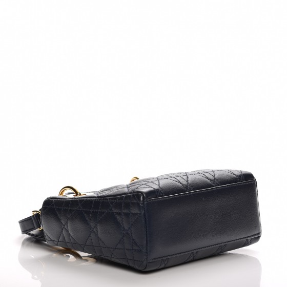 CHRISTIAN DIOR Vintage Lambskin Cannage Mini Lady Dior Navy