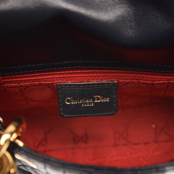 CHRISTIAN DIOR Vintage Lambskin Cannage Mini Lady Dior Navy