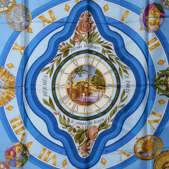 【TESO】エルメス スカーフ la ronde des heures HERMES Silk La Ronde des Heures Scarf 90 80087 | FASHIONPHILE