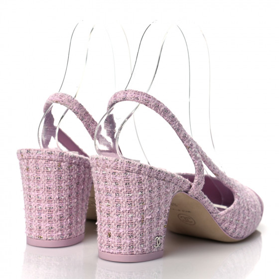 tyny様 CHANEL Tweed Patent Cap Toe CC Slingback Pumps 36.5 Gray