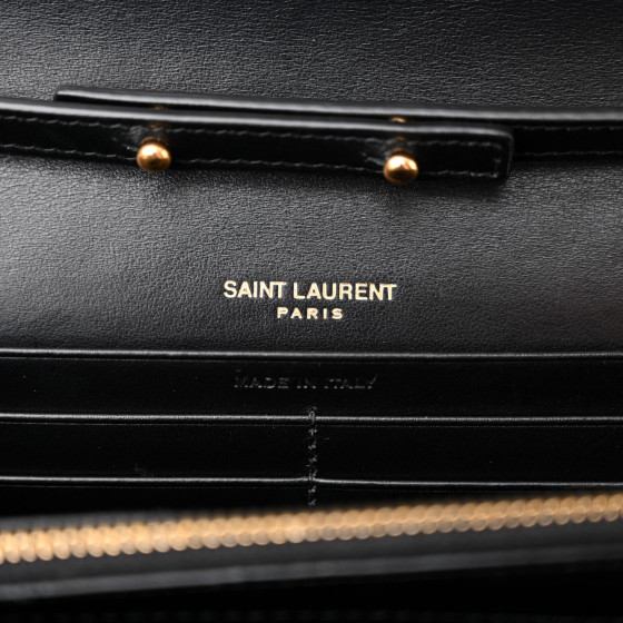 SAINT LAURENT Calfskin Crocodile Embossed Cassandre Wallet