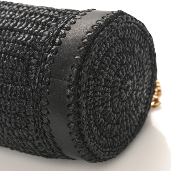 【SAINT LAURENT】CASSANDRE SMALL CYLINDER BAG IN RAFFIA Saint Laurent Raffia Cassandre Small Cylindric Bag | Vivrelle