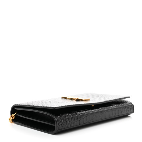 【関税＆送料込み】Saint Laurent Cassandre Crocodile l Saint Laurent Cassandre Crocodile Embossed Zipped Pouch