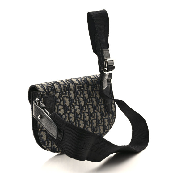 CHRISTIAN DIOR Oblique Saddle Messenger Pouch Beige Black