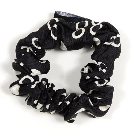 CHANEL Silk CC Twilly Hair Tie Black White 728124 | FASHIONPHILE