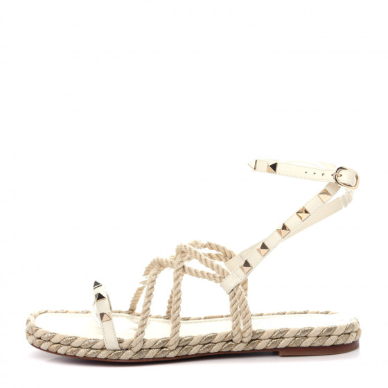VALENTINO Rockstud Torchon レザーサンダル VALENTINO GARAVANI Rockstud Torchon 60 leather and silk rope