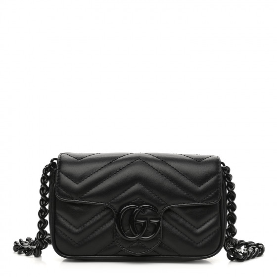 GUCCI Calfskin Matelasse Monochrome GG Marmont Chain Belt