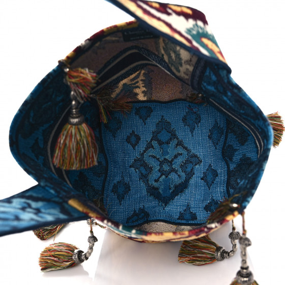 CHRISTIAN DIOR Canvas Embroidered Paisley D-Bubble Bucket