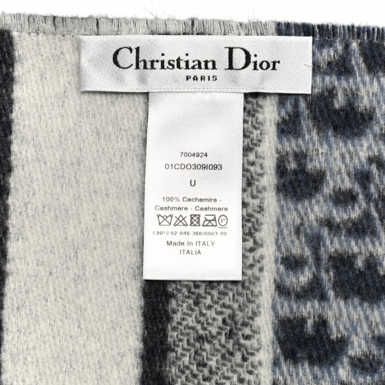 CHRISTIAN DIOR Cashmere Oblique Fringed Scarf Navy 1042711